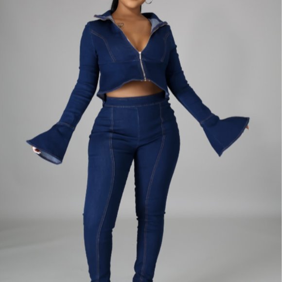 "It's the Jean 4 me" 2 Piece High Waist Pant Set - Picture 4 of 4